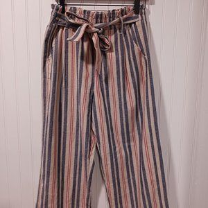 Knox Rose Medium Striped Cropped Pants Wide Legs Boho